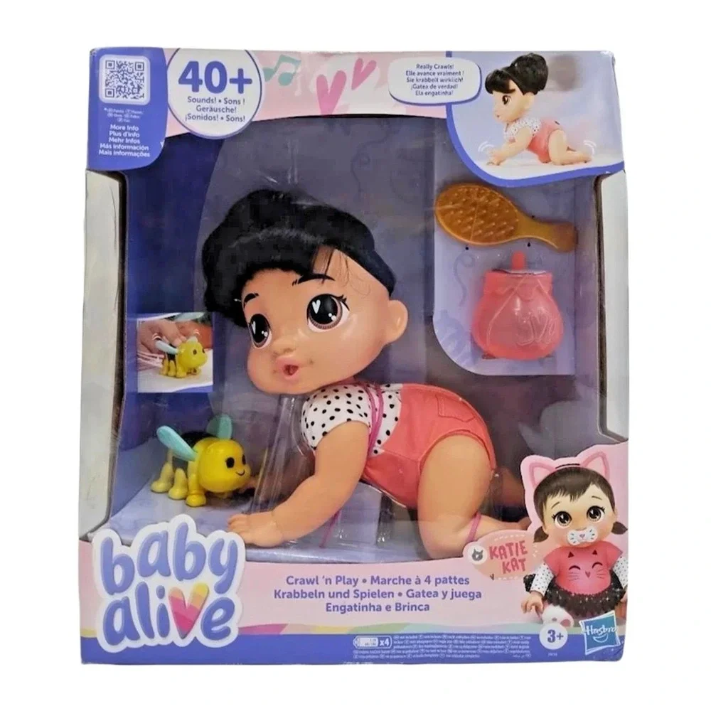 Baby Alive Katie Kat Crawl 'n Play Interactive Crawling Doll Toy 10.75
